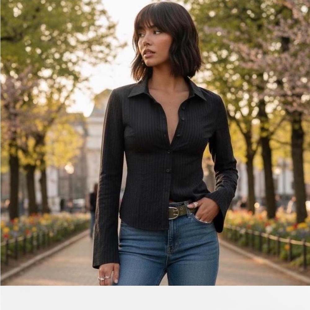Princess Polly Black Button Down Shirt